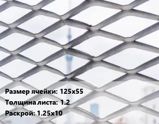 Сетка ЦПВС просечно-вытяжная 125х55 s=1.2 Раскрой: 1.25х10